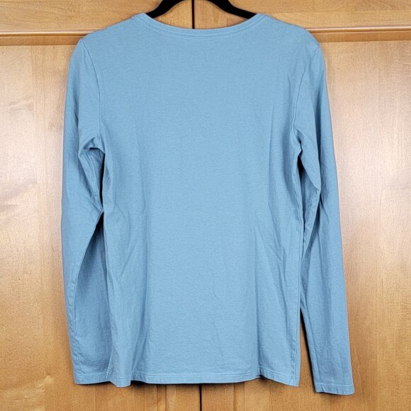 Blue Grey Snowy Adirondack Chair Cardinal Long Sleeve Crusher V-Neck Tee - S - Picture 3 of 7